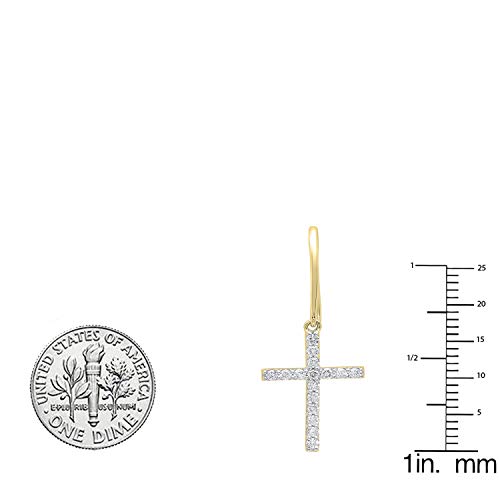Dazzlingrock Collection 0.45 Cttw 10K Solid Gold Round White Diamond Womens Cross Drop Earrings3