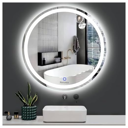 Neveo Mirrors Round 3in1 led Light Mirror with Touch Sensor on/Off and Brightness Controls for Bathroom washbasin Vanity Hallway Bedroom Kitchen (R-2)