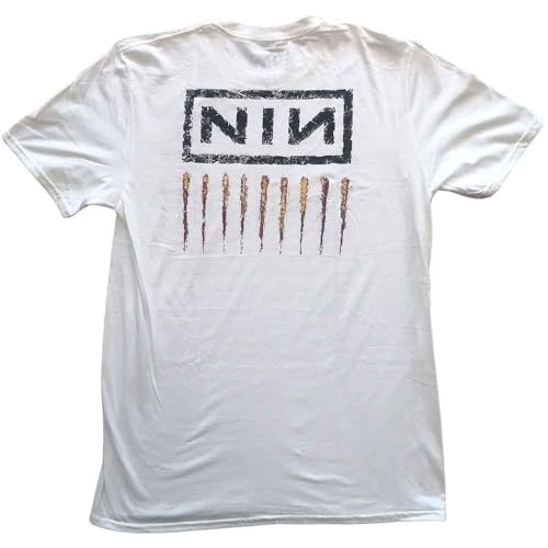 T-shirt Nine Inch Nails homme blanc vêtement merch band logo original