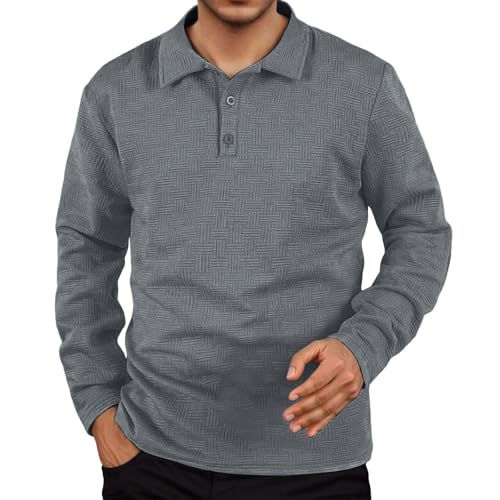 Generisch Camiseta de manga larga para hombre, transpirable, monocolor, holgada, de secado rápido, informal, informal, camiseta deportiva sencilla, vintage, delgada, camiseta funcional, gris, XL