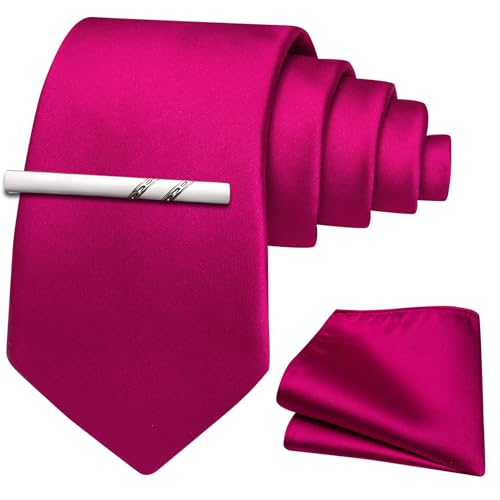 Image of Barry.Wang Boys Ties Pre-Tied Satin Solid Color Kids Tie Pocket Square Set Adjustable Formal Necktie Graduation School