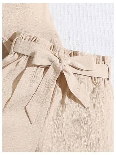 Image of SweatyRocks Girl's Two Piece Outfits Lapel Collar Sleeveless Vest Jacket and Belted Wide Leg Shorts Set
