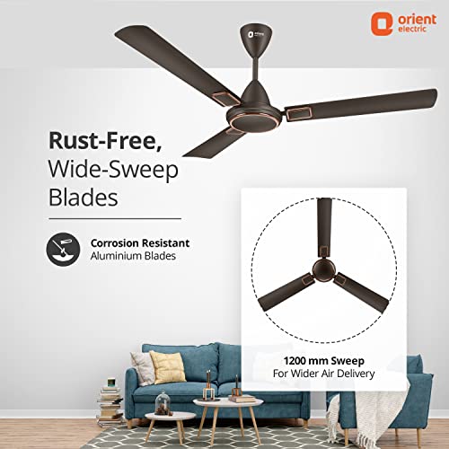 Image of Orient Electric 1200 mm Falcon 425 Deco Metallic Bronze Ceiling Fan - Copper