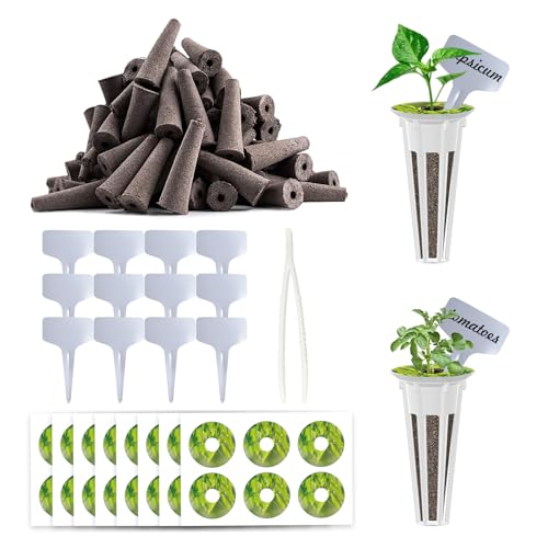 Image of 109 Pack Hydroponic Pods Supplies for Aerogarden Pods, Grow Sponges for Hydroponics, Seed Pods Kit with 48 Grow Sponges, 48 Pod Labels,12 Plant Labels, 1 Tweezer for Hydroponic Indoor Garden System