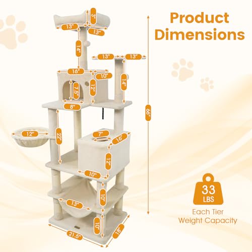 Árbol para Gatos de 66 Pulgadas con Múltiples Niveles miniatura 2