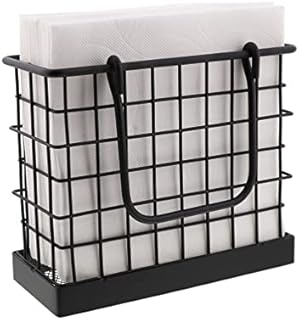 Black Metal Standing Napkin Holder Caddy for Lunch Napkins