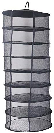 Zazzy 2ft 8 Layer Herb Drying Rack Dry Net Mesh Hanging Plant Dryer Black, Collapsible Mesh Hanging Drying Net for Drying Herb, Seeds, Bud, Hydroponic Plants