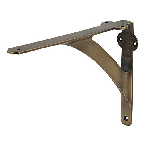 [Set Of 2] Shelf Brackets For 6", 8", 10" Shelves - Antique Brass Finish - 7.88" X 5.88" - Heavy Duty Brass Shelf Bracket - L Brackets For Wall Shelves - Easy To Install - Hardware Included #TOP5