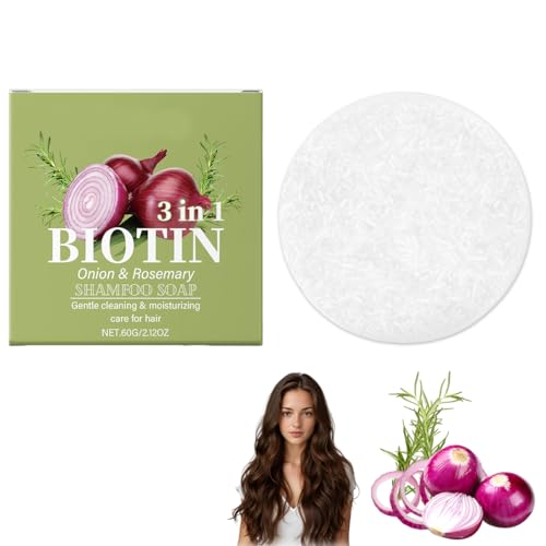 Barra de Champú Sólida con Aceite de Romero y Biotina - Champú Sólido para Viajes Sin Plástico - Limpieza Profunda y Crecimiento Capilar