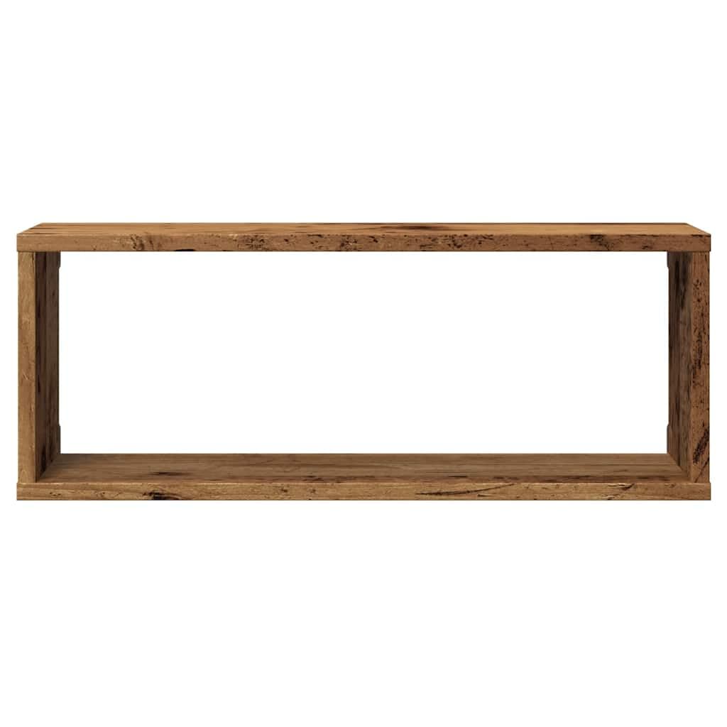 Scaffalature, mensole da parete e sporgenze, mensole cubiche da parete, 6 pezzi, in legno antico, 60 x 15 x 23 cm, in legno ingegnerizzato