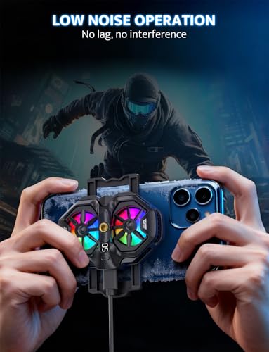 Image of darkFlash Dual Core Phone Cooler with Clip, Cell Phone Fan with Screw, Phone Cooling Fan for Gaming and Live Streaming, Phone Radiator with RGB Light, Compatible with iPhone /Samsung /Android (DK-GS)
