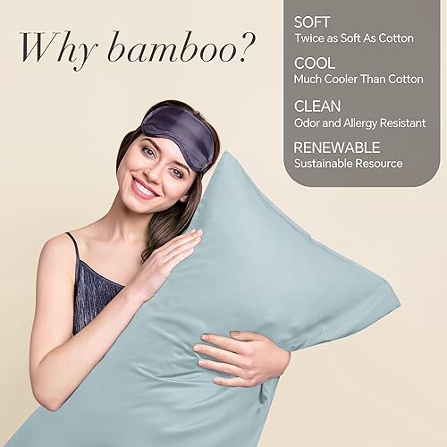 Image of BEDELITE King Pillow Cases Set of 2, Rayon Derived from Bamboo, Haze Blue