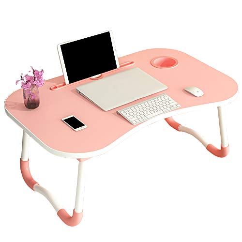 Preisvergleich Produktbild Multifunktions-Schreibtisch Bett Computer Schreibtisch, Tragbarer zusammenklappbarer Ablagetischleseschreibtisch-Laptopstand, Kinderbett mit Frühstückstisch Lazy Table (Kartenfach / Getränkehalter)