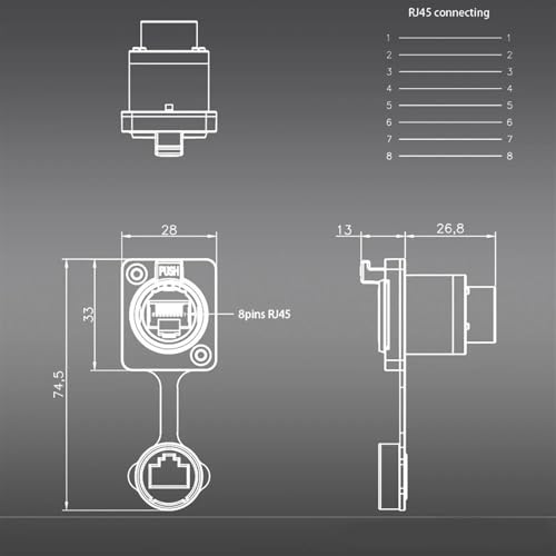 Conector hembra RJ45 de 4 puertos para redes locales (A1022) 4