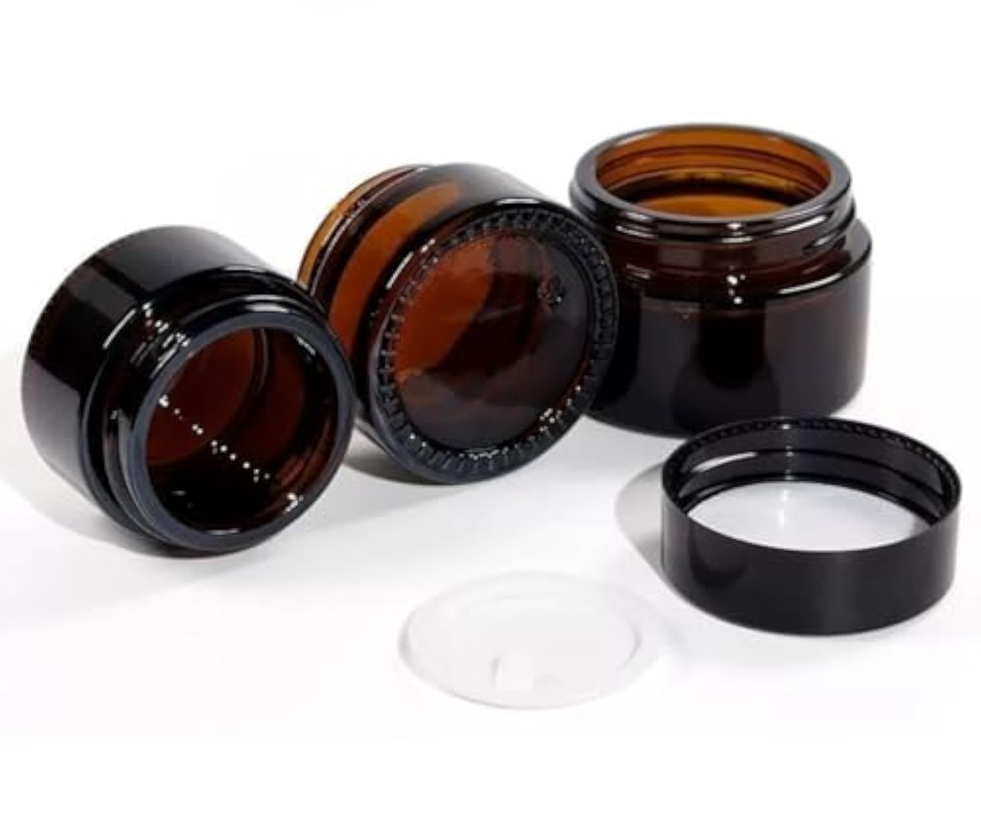 2 Pcs 100Ml Brown Glass Refillable Makeup Jars