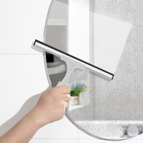 Image of SetSail Shower Squeegee for Glass Doors All-Purpose Squeegee for Shower Glass Door Heavy Duty Window Squeegee with Hook for Car Window Cleaning 12 Inches, Grey