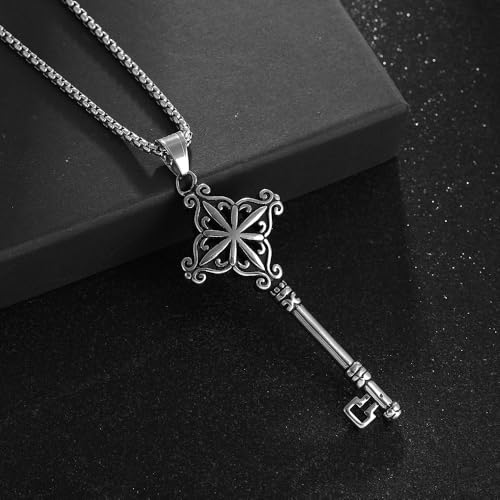 YWMAN Witches Key Necklace, Stainless Steel Vintage Key Pendant，Witchy Jewelry Gift for Women2