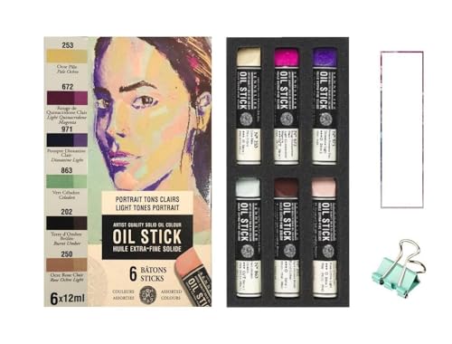 Sennelier Mini Oil Sticks set portrait tons clairs de 6 pièces avec mini pinceau pour artiste