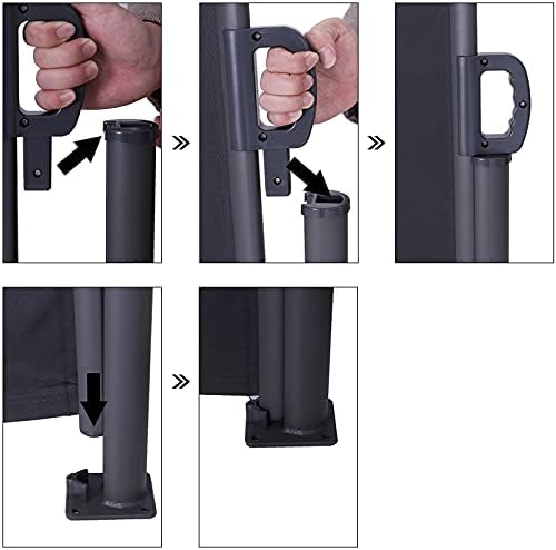 PHIVILLA 1.6×3×3 m Garden Awnings Double Side Awning with Aluminum Frame and Polyester Fabric Privacy Protection Shade Windbreak for Patio Terrace