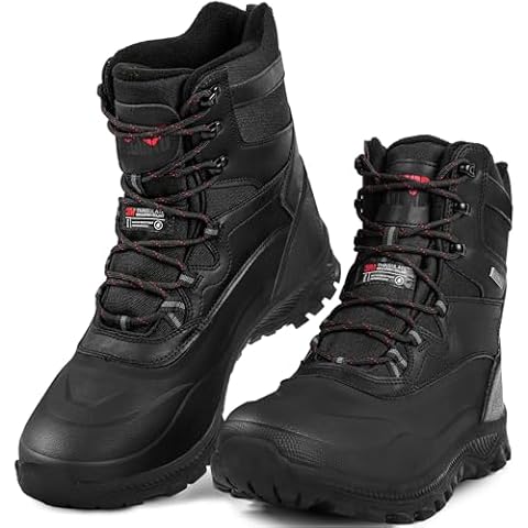 R CORD Snow Boots for Men Waterproof Warm Fur Lined Winter Boots for Men Hiking Boots Non-slip Outdoor Boots for Men Black Size 11 Cover