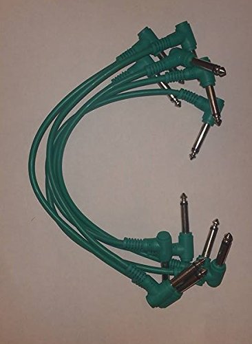 Perfektion Pack of Six Quality Green Colored, 1 foot Guitar-Instrument Patch Cables (Right Angle)-100% Satisfaction Guarantee