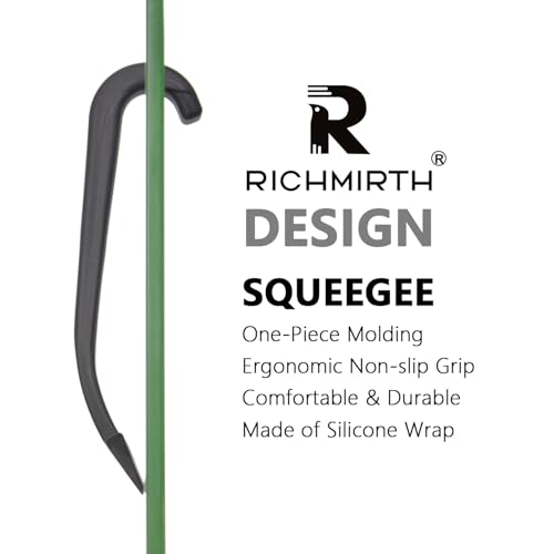 Image of Shower Squeegee for Glass Doors - 10 inch Silicone Squeegee with Built-in Hook, One-Piece Seamless Design, Streak-Free & No-Scratch Window Cleaner for Bathroom, Mirrors & Tiles Black