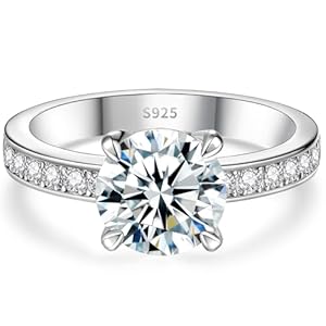 Anillo de compromiso de moissanita para mujer, 2CT color D VVS1, plata de ley 925 con chapado en oro blanco de 18 quilates, anillo de boda de moissanita, anillo de promesa de aniversario