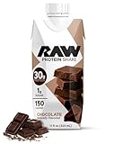 RAW Chocolate Protein Shake - Ready-to-drink Protein Drinks with 30g of Grass-Fed Whey Protein Isolate for Post-Workout - Low-Sugar & Gluten-Free Meal Replacement Drink & Breakfast Shake, 12 Fl Oz (12-Pack)