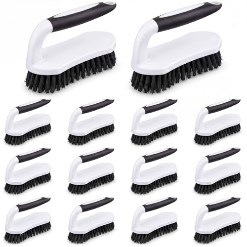 Image of Lallisa 12 Pcs Scrub Brush Bulk for Cleaning with Handle, Black
