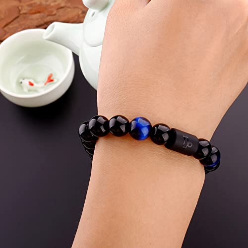 Pulsera para hombre con ónix negro 10MM zodiaco miniatura 5