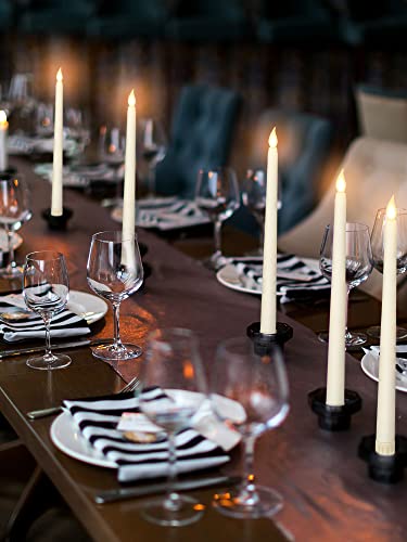 Image of Treela 24 Pcs Flameless Taper Candles Battery Operated ulkB Fake Candles Light LED Candle Sticks Flickering Tapered for Wedding Anniversary Holiday Decoration(Basic,11 Inch,Ivory)