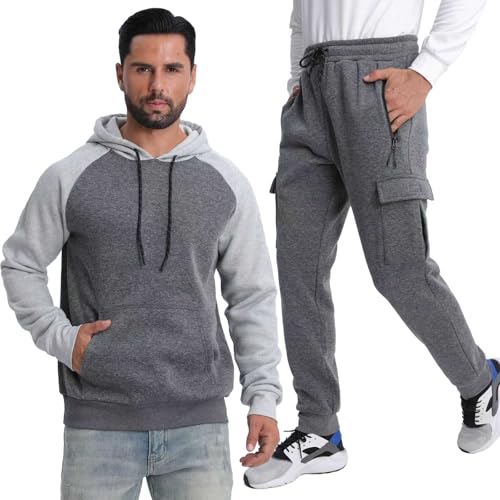 Lololeneon Sweatsuits for Men Tracksuits 2 Pieces Sets Hoodies Casual Sweat Suits Jogging Running Sportsuits Outfits(XL)