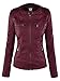 LL WJC663 Women’s Faux Leather Moto Biker Jacket with Removable Hood – Lightweight Zip-Up Coat with Pockets for Fall and Winter XS Wine
