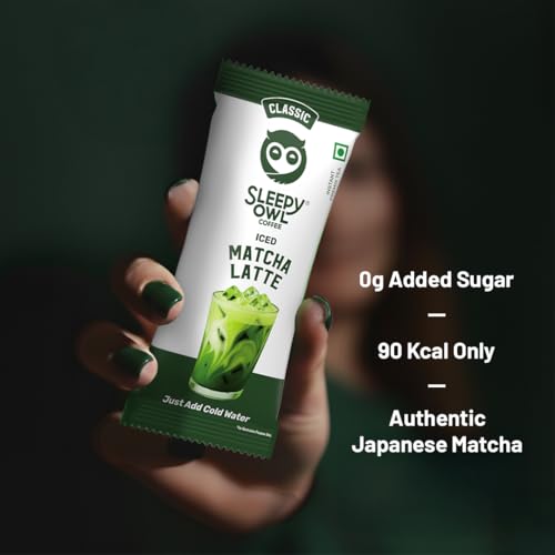 Image of Sleepy Owl Assorted Iced Matcha Latte Premix Powder, Variety Pack (3 Flavours), Premium Japanese Matcha Green Tea Powder, Easy to Make, Calm Energy & Focus, Natural Antioxidants, 3 Sachets