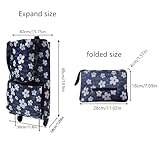 Folding shopping cart, supermarket trolley with two lightweight folding wheels, Oxford cloth bag reusable folding bag large capacity ultra-light handbag for home shopping(lily) - Image 2