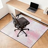 Bodenschutzmatte Bürostuhl 120x90cm, Klebefreier, Waschbar Modern Teppich Bürostuhl Geeignet, rutschfest Schreibtischstuhl Unterlage für Harten Boden, Laminat und Fliesen Rosa