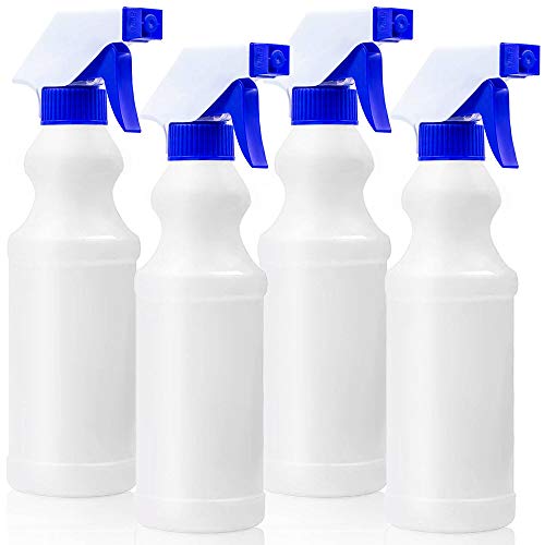 Empty Plastic Spray Bottle 16oz/500ml 4 Pack Heavy Duty Leak Proof Reusable Mist Squirt Water Spray Bottles with Adjustable Nozzle from Fine Mist to Stream for Hair Cleaning Solutions