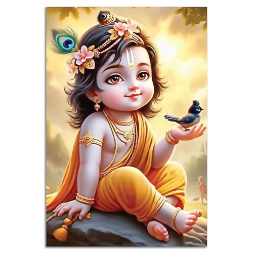 Image of Twinster Bal krishna Posters Photo for Pregnant Women, Baby Poster Self Adhesive (Size 45 cm by 30 cm) Pack of 1 (Design 4)