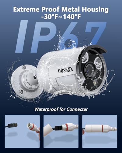 Image of OOSSXX Outdoor Wired Security Camera System PoE Outdoor Surveillance Video Cameras Systems