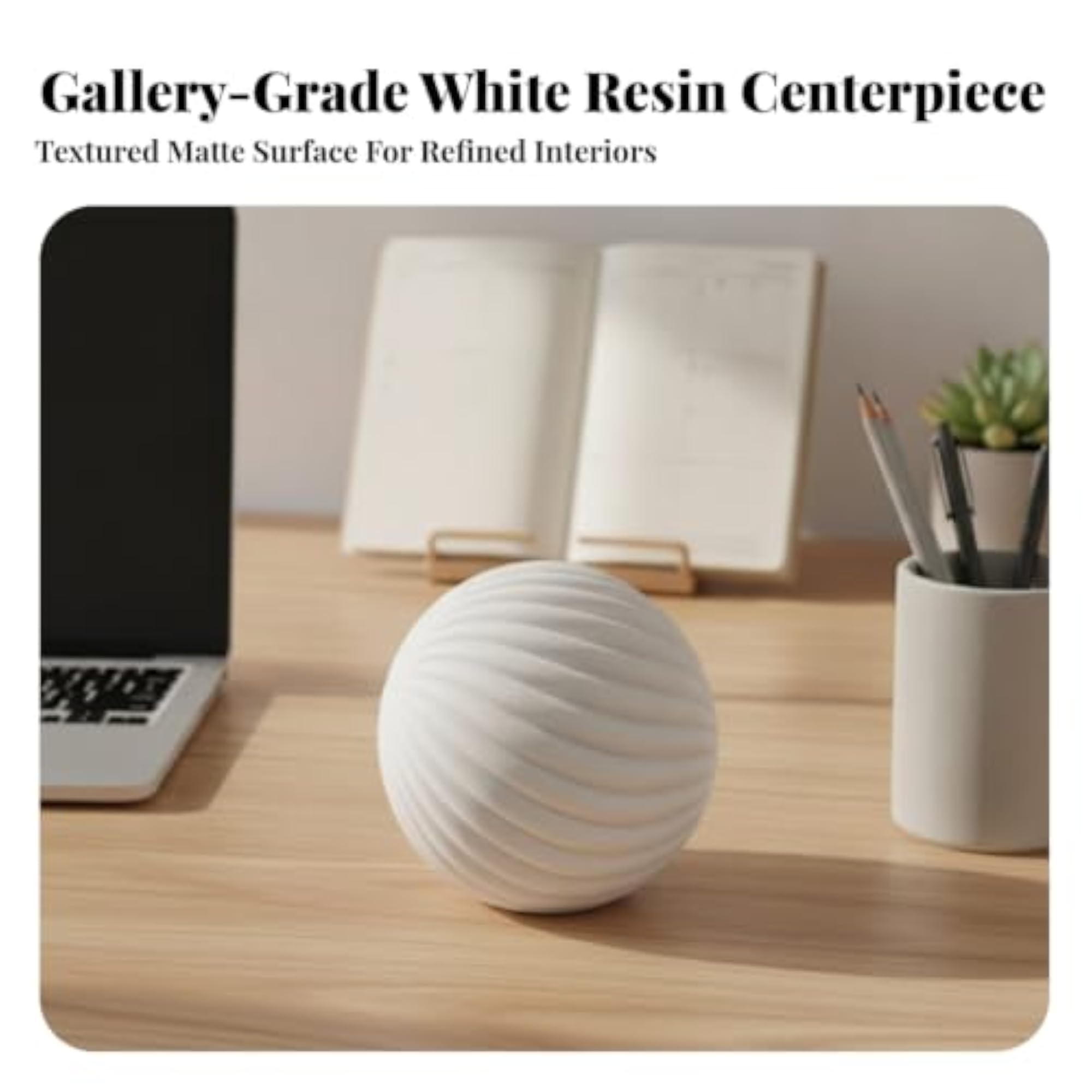 Japandi Resin Pear Sculpture, Textured Decorative Fruit Statue
