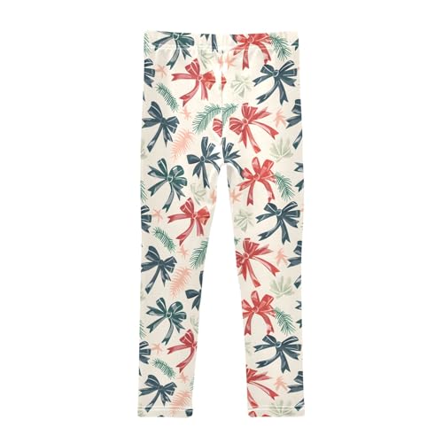 senya Girls Printed Leggings Yoga Pants Christmas Ribbon Bows Pattern for Kids in 4t to 10 Years, 4T2