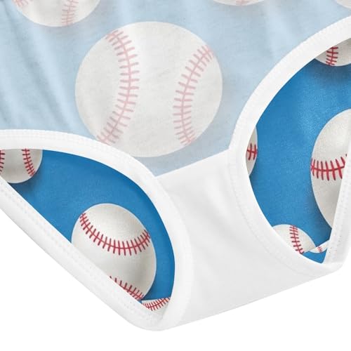 White Baseballs Blue Toddler Cotton Underwear, Girls Underwear Cotton, 2T–8 Years4