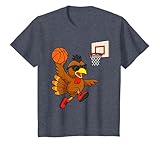 Funny Turkey Basketball Thanksgiving Sport Humor Men Boy Kid T-Shirt, Youth, Heather Blue, Medium