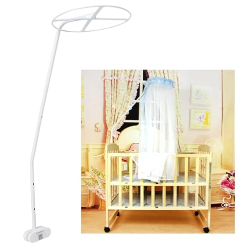Adjustable Clip On Crib Canopy Holder, 0.9m/2.95ft Baby Net Support Rack for Crib Cot Bed, Easy Install Mosquito Net Stand for Nursery, Universal Crib Conversion Accessories (White)