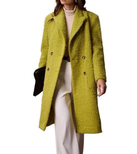 XWXWNFH Womens Elegant Coat Long Sleeve Double Breasted Lapel Overcoat