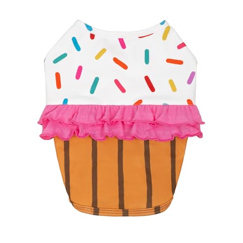 Fitwarm Halloween Dog Cupcake Costume, Funny Clothes for Small Dogs Girl, Pet Birthday Outfit, White, Pink, Brown, Small