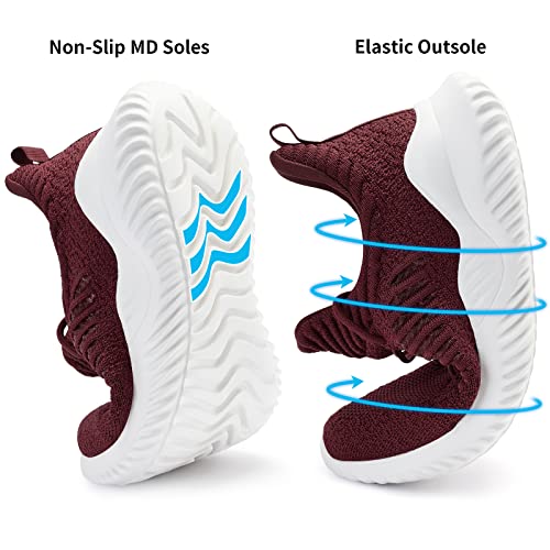 Image of Akk Womens Walking Shoes - Slip On Tennis Running Shoes Memory Foam Lightweight Work Sneakers for Indoor Outdoor Gym