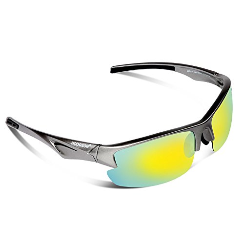 Polarized Sports Sunglasses for Men Women Cycling Fishing Outdoor Driving Golf Baseball Glasses TR Unbreakable (Gray-Orange)