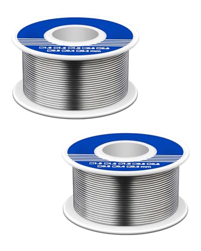 FUGLUS 2 rollos Soldador de estaño y plomo de bajo punto de fusión y alambre de soldadura, 1 mm/100 g, alambre soldado para la reparación y el bricolaje de componentes