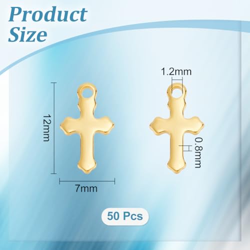UNICRAFTALE 50pcs 304 Stainless Steel Tiny Cross Charms Gold Plated Pendant Metal Charm DIY Craft Findings Accessory for Necklace Bracelet Earring Jewelry Making - Image 3